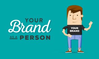 illustration of a man with a t-shirt one that says, 'your brand'.