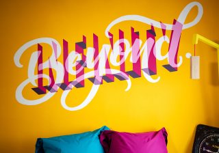 To Infinity and Beyond A mural of the phrase “To Infinity and Beyond”, painted on a wall