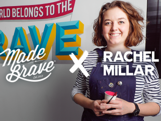 This World Belongs to the Brave Rachel E Millar sign writing artist in collaboration with MadeBrave