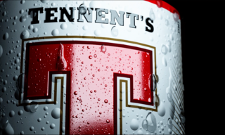 Closeup of a 3D render of Tennent’s Light Bottle