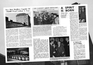 Video still from Deanston Brand Positioning Campaign film showing a newspaper clipping of the distillery opening