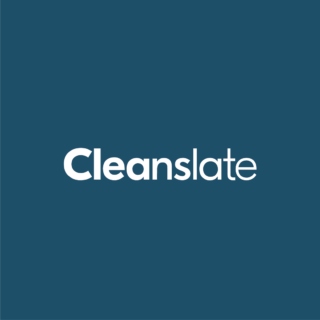 image of white cleanslate logo on blue