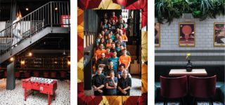 Three photos showing Doppio Malto Interiors and team