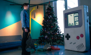 Euan with Giant Gameboy Euan with Giant Gameboy