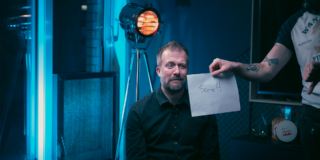 Behind the Scenes - Andrew Talking Head man about to do a talking head scene