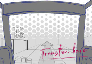 VR Experience Mockup showing transition