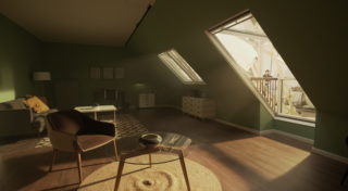 Room showing VELUX windows with light coming in