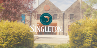 Render of The Singleton Logo in front of distillery entrance