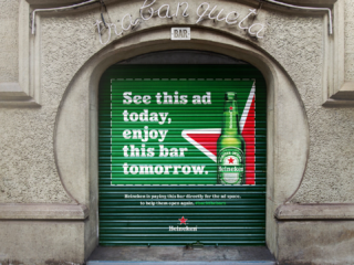 Heineken Shutter Campaign Green pub shutter with