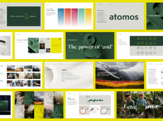 20+ images of atomos Brand Guidelines on yellow background