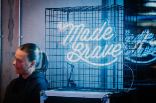 photo of the madebrave neon sign