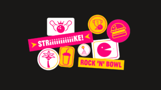 grouping of colorful animated stickers for hollywood bowl on black background