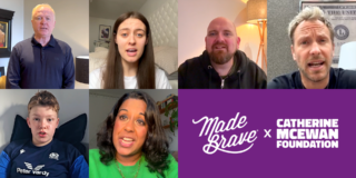 Catherine McEwan X MadeBrave - 'A Sh*t Idea' image showing several people talking to camera about IBD