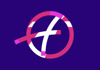 graphic of the new first bus brand mark with pink white and purple
