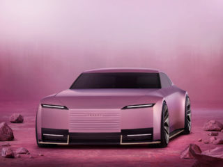 Jaguar Rebrand photo of a pink car on a pink background