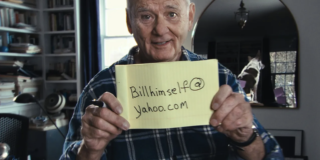 Super Bowl LIX - Yahoo still frame of bill murray holding up a note that has an email address on it