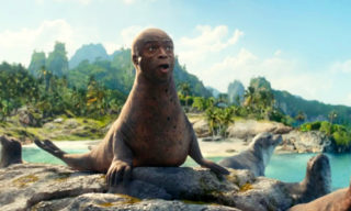 Super Bowl LIX - Mountain Dew SEAL Seal still frame of the singer SEAL as a seal animal sitting on a beach in the tropics