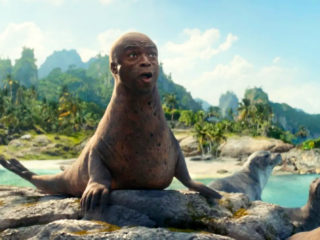 Super Bowl LIX - Mountain Dew SEAL Seal still frame of the singer SEAL as a seal animal sitting on a beach in the tropics