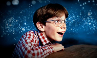 Toy-R-Us AI Brand Film an ai rendered child from a toys-r-us ad smiling and looking up at the stars