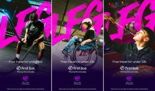 Fist Bus LFG Campaign - Posters Photo of several postors of action shots with LFG in pink over the top