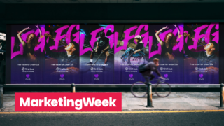 a photo of posters that say 'LFG' in pink with marketingweek over the top