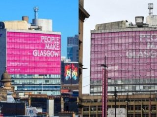 Glasgow's Met Building two photos of the met building in glasgow, a before and aftera