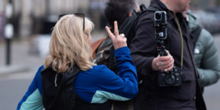 Behind the scenes during the Bank of Scotland production