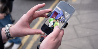 Behind the scenes during the Bank of Scotland production