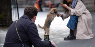 Behind the scenes during the Bank of Scotland production